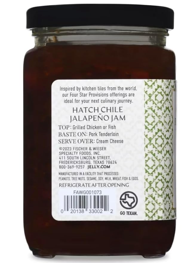 Four Star Provisions Fischer &amp Wieser - Sauces Spreads Jellies Jams &amp Dips (Hatch Chile Jalapeno Jam 11.8oz)