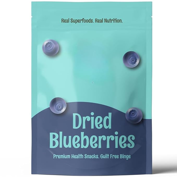 Dried Seedless Blueberries Rich in Fibre Vitamins Healthy Snacks Vegan Non-GMO &amp No Preservatives -150 gm