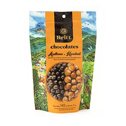 Cafe Britt® Chocolates - Dark Chocolate-covered Gourmet Nuts (4 Pack) (Almonds Cashews Macadamias Hazelnuts) (5 oz each) Gourmet Dark Chocolate Gluten Free No Artificial Ingredients No Trans Fat