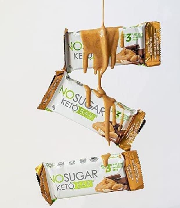 No Sugar Keto Bar Snack - Low Carb No Sugar Keto Snack Food with Keto Friendly Macros (24 x 1.41oz Bars Peanut Butter X 16 Fudge Brownie X 8)