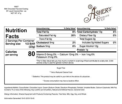 Asher's Chocolates Sugar Free Chocolate Bars Small Batches of Kosher Chocolate Family Owned Since 1892 Keto Chocolate (12 Bars Creamy Caramel)