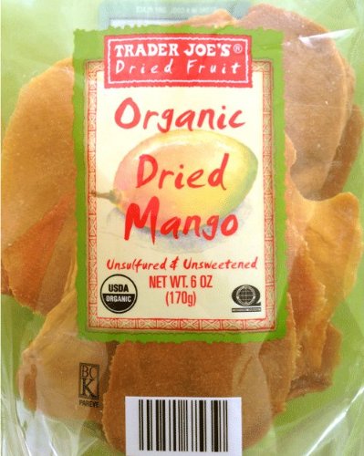 Trader Joe's Dried Fruit ORGANIC Dried Mango Slices 6 ounces (Pack of 4) USDA
