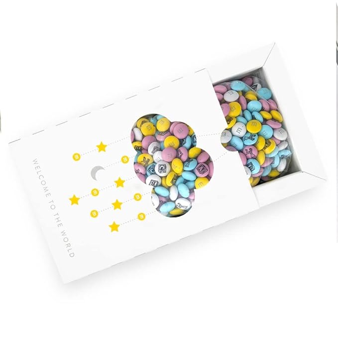 M&ampM'S World New Baby Gift Box Milk Chocolate Candy 1lb Bag with Assorted M&ampM'S for Baby Showers Newborn Gifts and Gender Reveal Parties