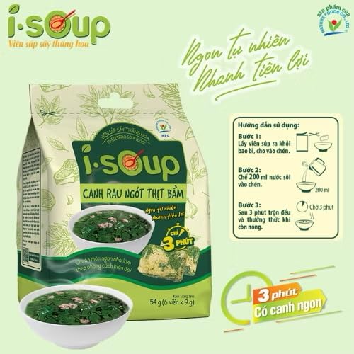 Set 3 Canh I-Soup Vietnamese Instant Soup Mix Variety Pack Vegetarian Canh Chua Chay Canh May Ngu Sac Canh Rau Ngot 3 Flavors
