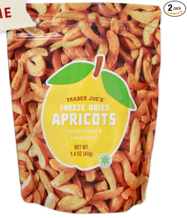 Trader Joe's Freeze Dried Apricots Unsweetened &amp Unsulfured 1.4 oz (2 Pack)