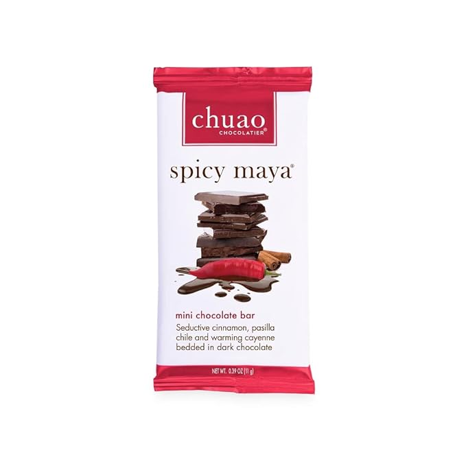 Chuao Chocolatier Spicy Maya Dark Chocolate Bars | Gourmet Cinnamon Cayenne Artisan No Preservatives | 24 Pack (0.39 oz each)