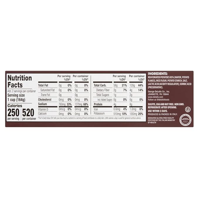 DeLallo Gluten Free Potato &amp Rice Mini Gnocchi 12oz Box 4-Pack
