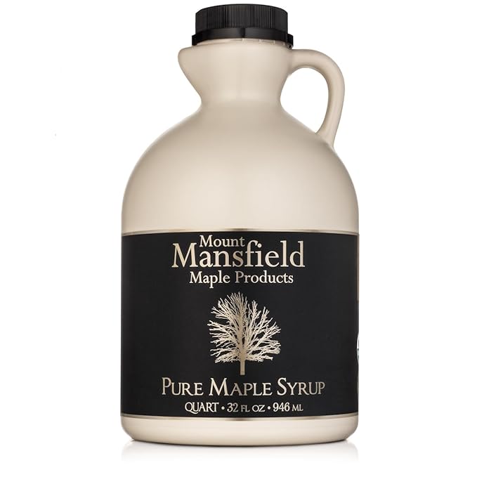 Mansfield Maple Certified Organic Pure Vermont Maple Syrup in Plastic Jug Grade A Amber Rich Quart