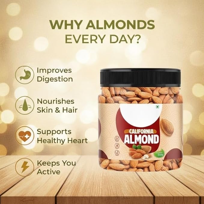 California Almonds 100gm | Raw &amp Crunchy Badam Giri | High Protein Vegan &amp Gluten-Free | Natural Healthy Dry Fruits for Snacking Cooking &amp Baking