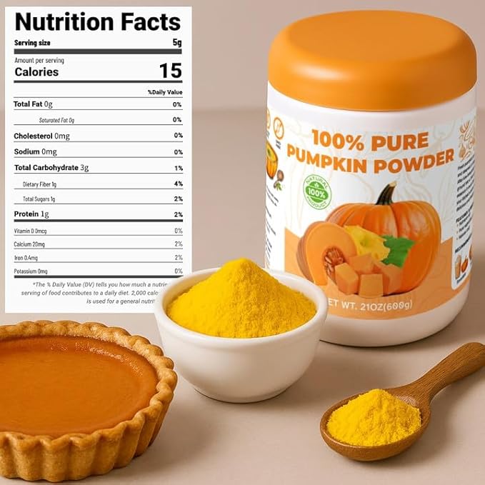 21OZ Natural Canned Pumpkin Powder - 100% Pure Vegetable Powder No Added Sugar &amp High in Fibre Pumpkin for Juice Smoothie Baking Pie Soup