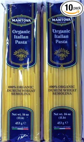 Mantova Organic Fettucine Pasta - (Pack of 10) Non-GMO Authentic Italian Ribbon-Shaped Pasta - Pack of 10