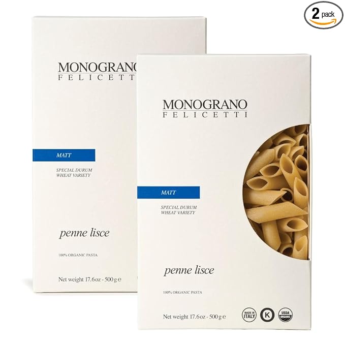 Monograno Felicetti Matt Penne Lisce Pasta Italian Organic Non-GMO 17.6oz (500g) 2 Pack