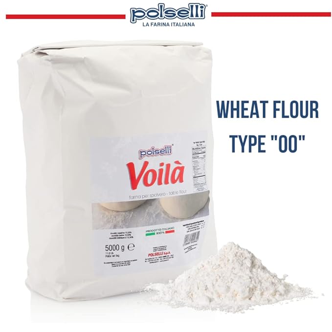 Voila Table and Dusting Flour Soft Wheat Pizza Baking Pasta Italy Spolvero All Natural Non GMO Not Bleached(5 kg) 11 lbs Polselli