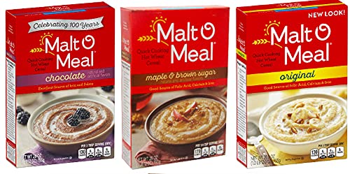 Malt O Meal Hot Cereal Snack Peak Variety Gift Box – Maple and Brown Sugar Original and Chocolate