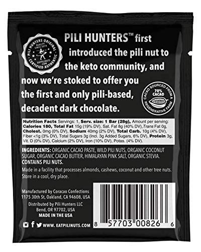 Pili Hunters - Classic PiliBar (1 oz Bars 5 Pack) Organic Dark Chocolate Bar with Pili Nuts 3 Grams of Coconut Sugar Regenerative Cacao Vegan/Paleo No Sugar Added AS SEEN ON SHARK TANK