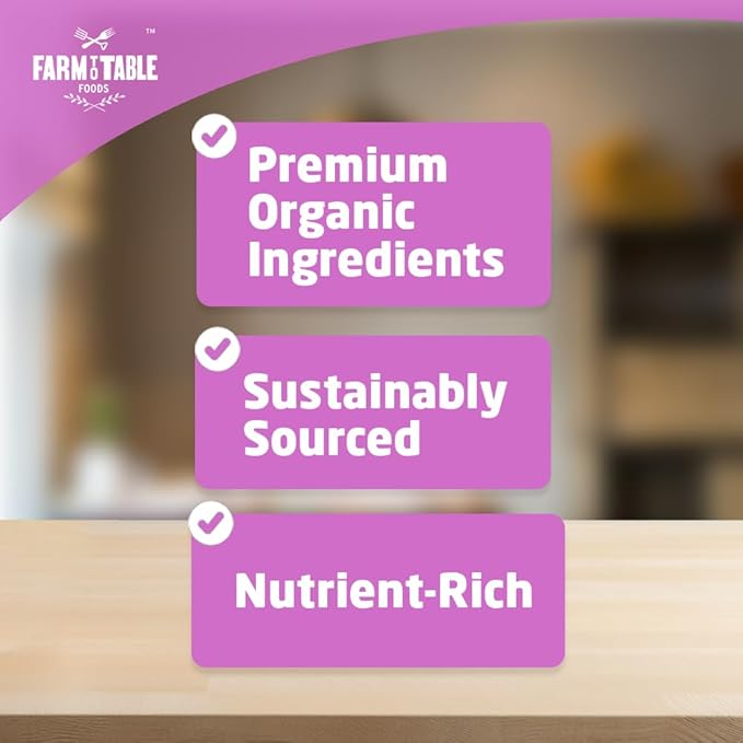 Farm to Table Foods Organic Apple Raisin Whole Grain Oatmeal – High Fiber &amp Protein All Natural - 10 lb. Bag