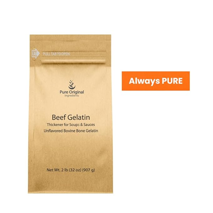 Pure Original Ingredients Beef Gelatin (2 lb) Bovine Beef Gelatin Thickener Soups &amp Sauces
