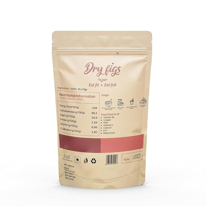 Natural Premium Dried Afghani Anjeer/Dry Figs Vacuum Pack Dried Figs Natural Rich in Iron &amp Vitamins| Fat Free Free -250 gm