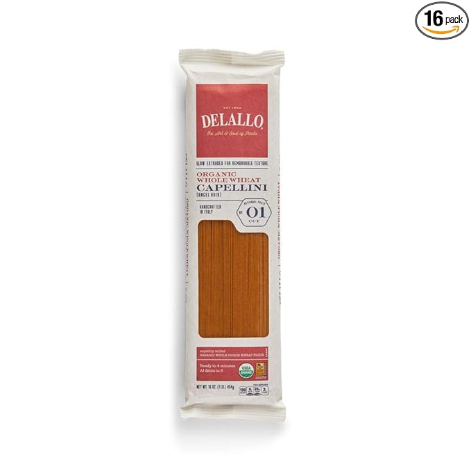 DeLallo Whole Wheat Capellini #1 16-Ounce (Pack of 16)