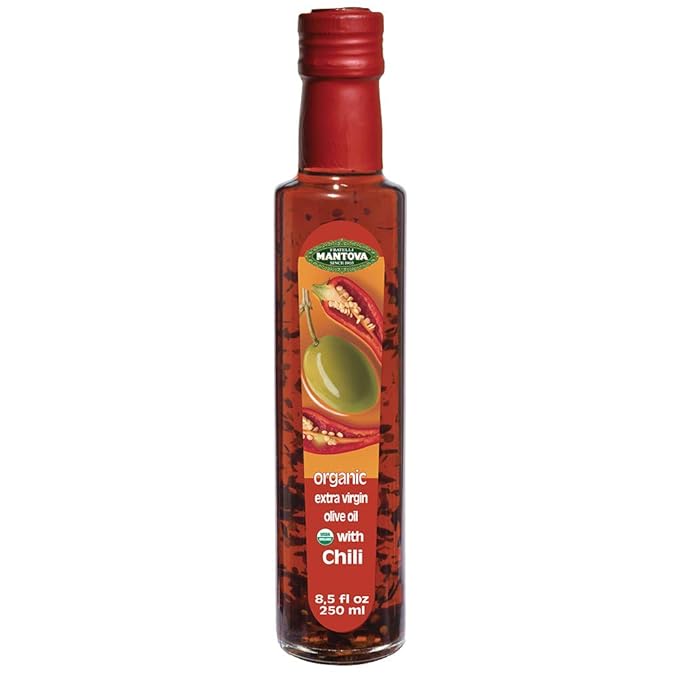 Mantova Organic Chili Flavored Extra Virgin Olive Oil 8.5 Fl Oz (Pack of 2)