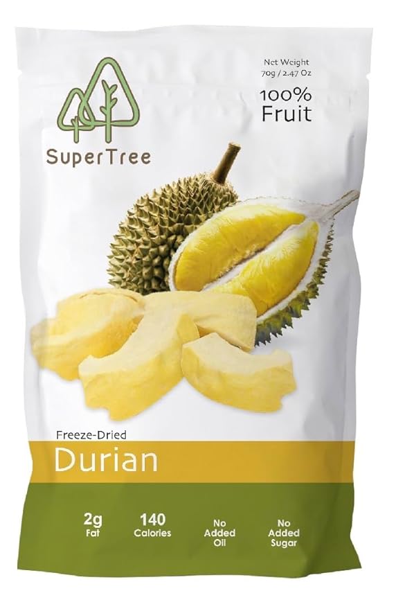 Premium Whole Freeze Dried Tropical Fruits 100% fruits natural 70g (2.5 oz) nothing else added. (1-pack Durian)