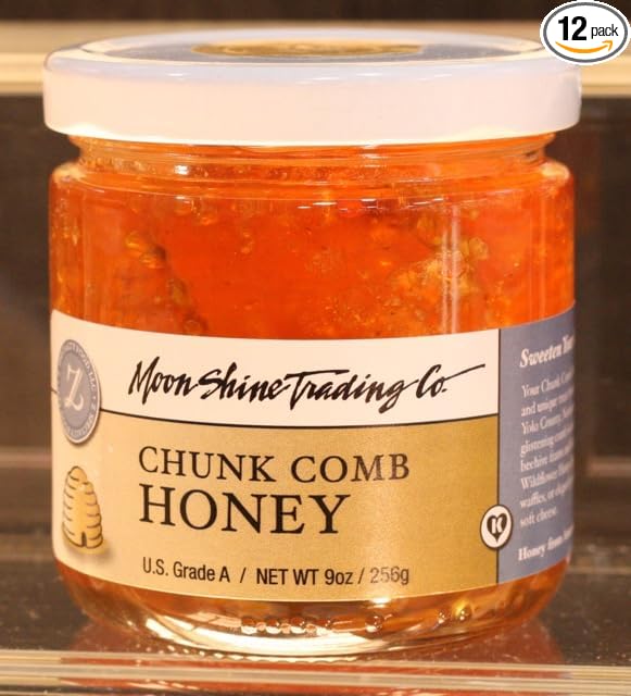 Moon Shine Trading Co California Chunk Comb Wildflower Honey - 9 oz (Pack of 12) - Gourmet Local Honey with Comb