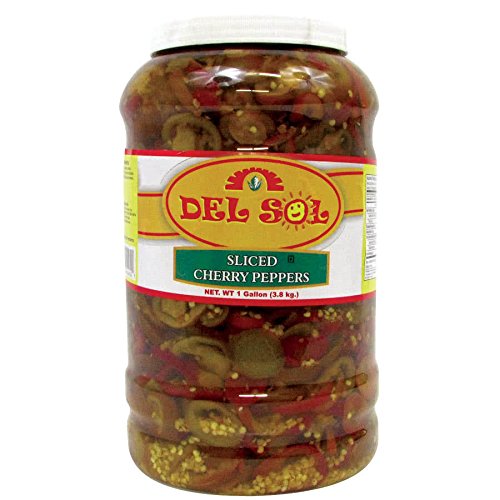 Del Sol 1 Gallon Sliced Cherry Peppers - 4/Case By TableTop King