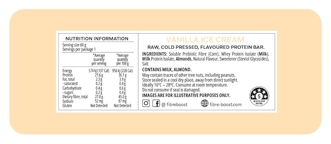Fibre Boost Cold Pressed Vanilla Ice-cream flavoured Protein Bar