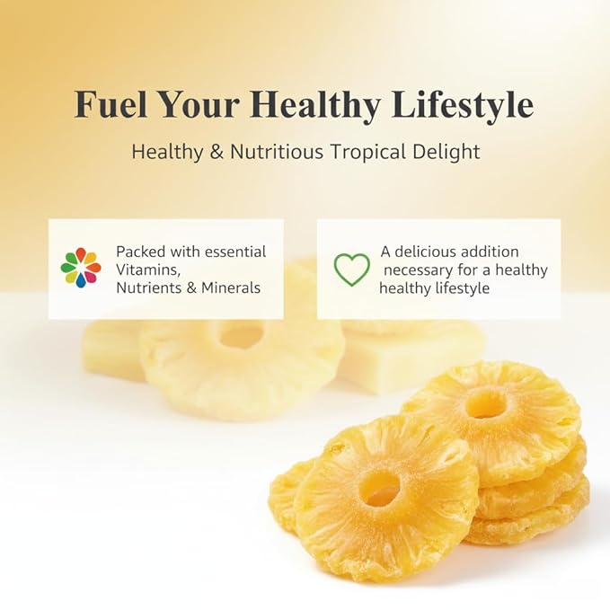 2 Pounds Candied Pineapple Rings Dried Pineapple Slices Sweet and Sour All Natural Vegan Dairy Free