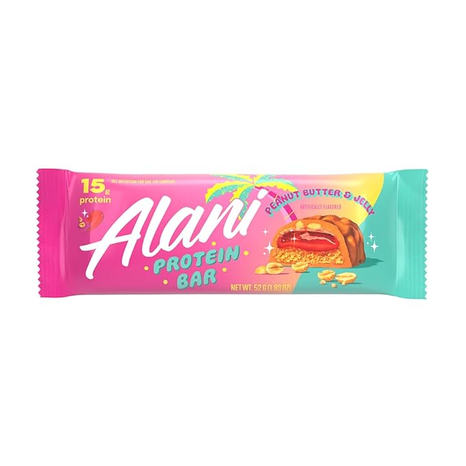 Alani Nu Protein Bars PEANUT BUTTER &amp JELLY | High Protein Gluten-Free Bars | 16g Protein | Low-Sugar (11G) Low-Carb Healthy Snacks | 12 Individually Wrapped Bars