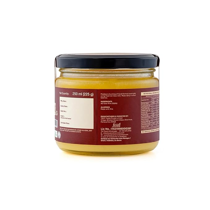 TWO BROTHERS ORGANIC FARMS Amorearth - Natural Healthy Fresh Organic Desi Gir Cow A2 Cultured Ghee 250 ml