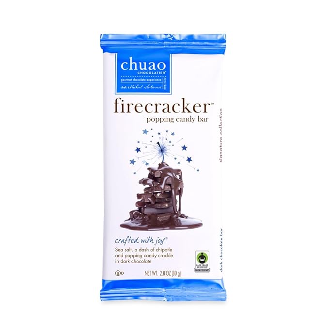 Chuao Chocolatier Firecracker Dark Chocolate Bars | Gourmet Chocolate Sea Salt Chipotle Artisan European No Preservatives | For Gift Baskets Christmas Valentines Day Gifts for Women Men Birthday