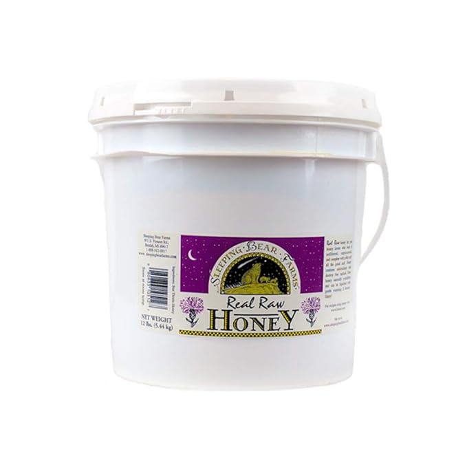 Raw Honey 1 Gallon Bucket- 12 Lbs. Pail Honey Unfiltered Unpasteurized Unblended Bulk No Additives Spreadable Creamy Honey from Our Beekeepers Hives