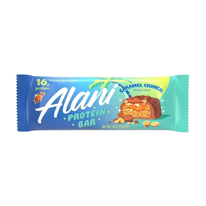 Alani Nu Protein Bars CARAMEL CRUNCH | High Protein Gluten-Free Bars | 16g Protein | Low-Sugar (7G) Low-Carb Healthy Snacks | 12 Individually Wrapped Bars