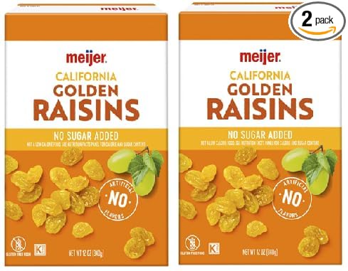 Golden Raisins No Sugar Addes A Gluten Free Food (2 Boxes 12 oz. each)