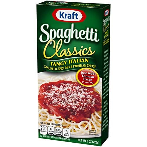 Kraft Spaghetti Classics Tangy Italian Easy Pasta Meal with Spaghetti Spice Mix &amp Parmesan Cheese 8 OZ (Pack of 6)