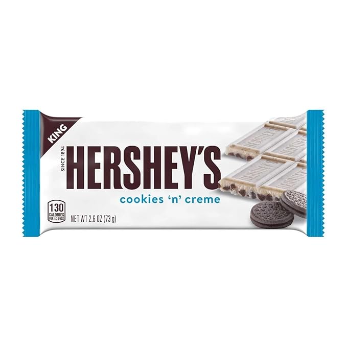 HERSHEY'S COOKIES 'N' CREME King Size Candy Bulk Individually Wrapped 2.6 oz Bars (18 Count)