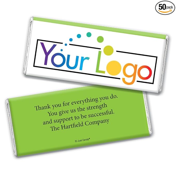 50 Pcs Personalized Candy Promotional Products Add Your Logo Chocolate Bars - Kiwi Green