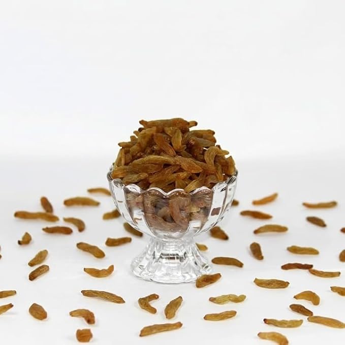 Organic Afghani Green Raisins Seedless | Afghan Golden Kishmish | Long Dry GrapesRich in Iron &amp Vitamin B Fibre &amp Potassium | Golden Kishmish | Dry Fruits - 250g