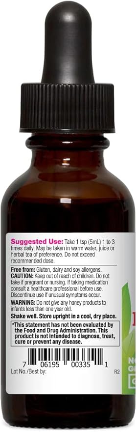 Oregon's Wild Harvest Organic Black Elderberry Honey Alcohol Free 1 fl oz (30 ml)