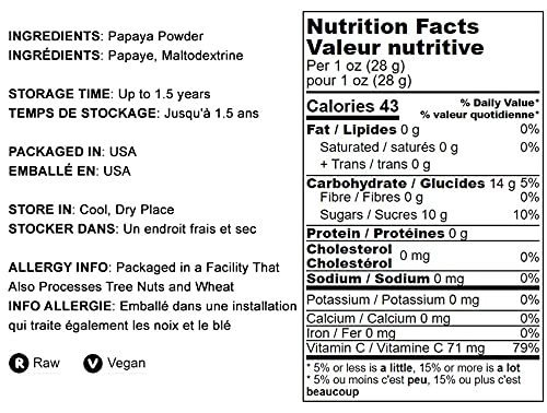 Food to Live Papaya Powder 1.5 Pounds - From Raw Dried Fruit Unsulfured Vegan Bulk Great for Baking Juices Smoothies Yogurts and Instant Breakfast Drinks No Sulphites Contains Maltodextrin