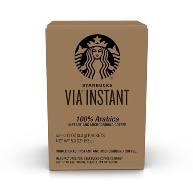 Starbucks VIA Instant Coffee Dark Roast Coffee Italian Roast 100% Arabica Single-Serve 1 Box (50 Packets)