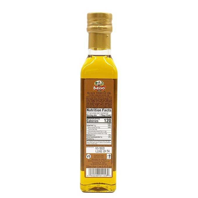 BASSO 1904 Black &amp White Truffle Oil Set – 2 Bottles x 8.5 fl oz (250ml) – High-Concentration Italian Extra Virgin Olive Oil with Real Black Winter &amp White Alba Truffles – Gourmet Finishing Oi