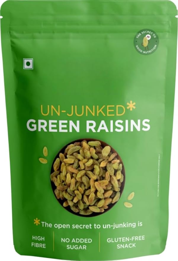 Premium Green Raisins Dried Kishmish Without Seeds100% Natural &amp Gluten-Free Munakka Dry Fruit Rich in Fiber Iron Calcium &amp Boosts Immunity Delicious -500gm