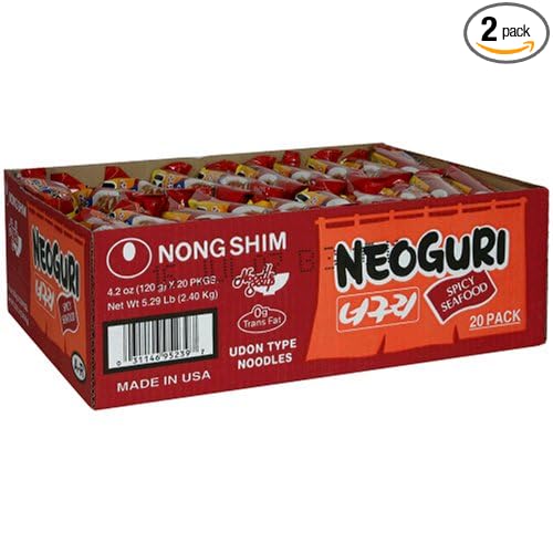 Nong Shim Neoguri Spicy Seafood Noodle Ramyun 20-Count 4.2-Ounce Packages (Pack of 2)
