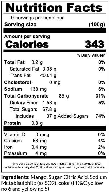 C.J. Dannemiller Dried Mango Bulk 44 LB Case Sliced Delicious Dried Fruit for Snacking Trail Mix