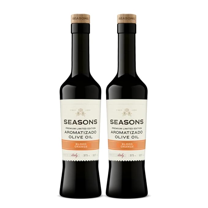 Seasons Blood Orange Infused Olive Oil – Zesty &amp Citrusy Perfect for Salads Roasted Vegetables and Baking (2 Pack)