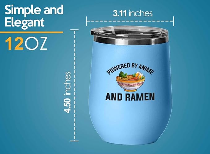 Ramen Lover Blue Edition Wine Tumbler 12oz - Powered by anime - Food Lovers chicken pumpkin vegan pantry spicy noodles