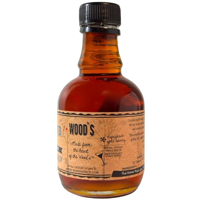 WOOD'S “Ghosted” Maple Syrup – Ghost Pepper Infused | Sweet &amp Spicy Flavor Fusion | Small-Batch Vermont Syrup with Real Ghost Pepper Extract | Vegan Natural Eco-Friendly | Great for Cocktails B