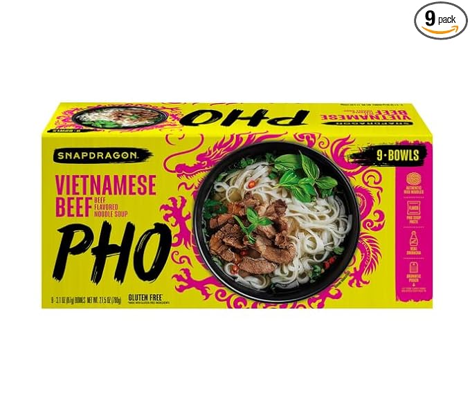 Vietnamese Pho Bowls - Beef Flavor Noodle Soup Authentic Rice Noodle - 3.1 oz (9 Count)